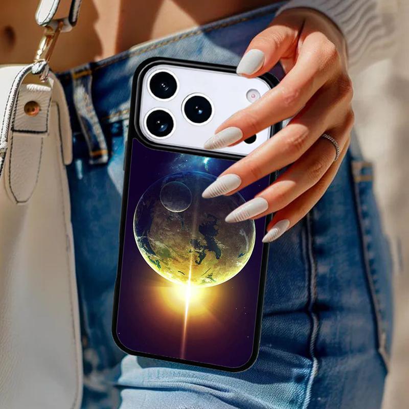 Earth Moon Sun Planet Phone Case For iPhone 17 Air 14 15 13 12 Max Cover For Apple 14 15 16 16e 11 Pro Max Plus