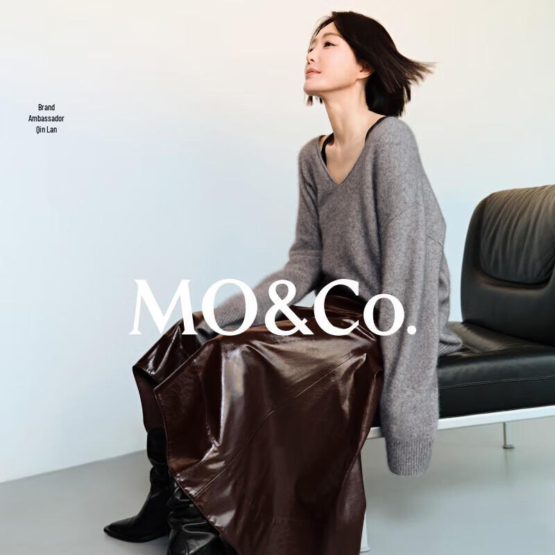 MO&Co. Women's Raccoon Wool Blend V-neck Knit Sweater