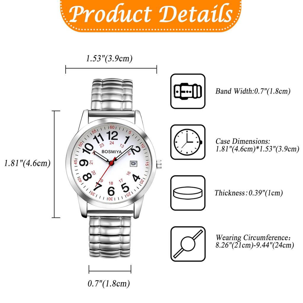 Analog Watch with Stainless Steel and Water Quartz Movement with and Business Available In Gold and Silver Perfect for or As a Gift for Him Men's