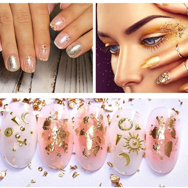 3 Colors Gold Foil Flakes for Resin Imitation Gold Foil Flakes for Nails Painting Crafts Slime and Resin Jewelry Making