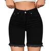 Damen High Waist Gerade Bein Jeansshorts mit Taschen Lässige Dehnbare Jean Bermuda Shorts für den Sommer