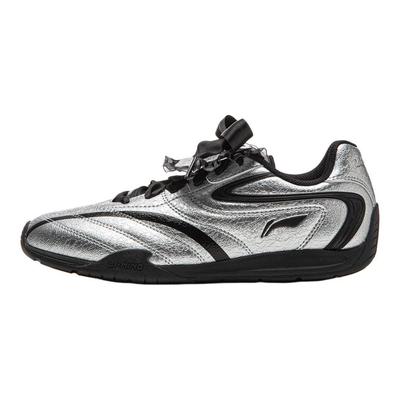Li Ning Film Pulse Slip Resistant Lightweight Abrasion Resistant Low Top Casual Shoes Women's Silver AGLV136-13