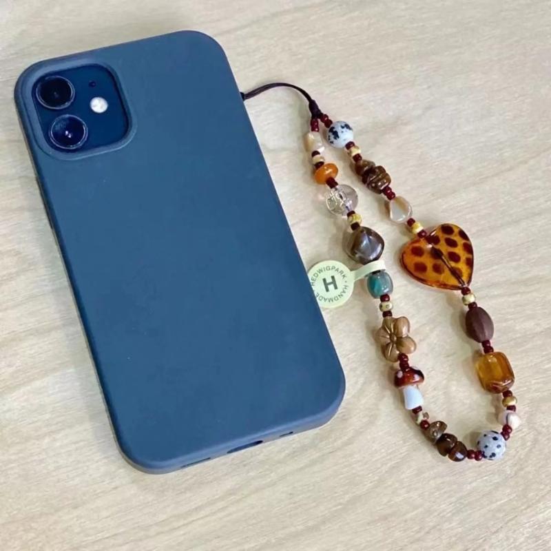Plastic Beaded Phone Chain Pendant Telephone Lanyard Cellphone Rope Bracelet Fashion Keyring Keychain For Women Jewelry