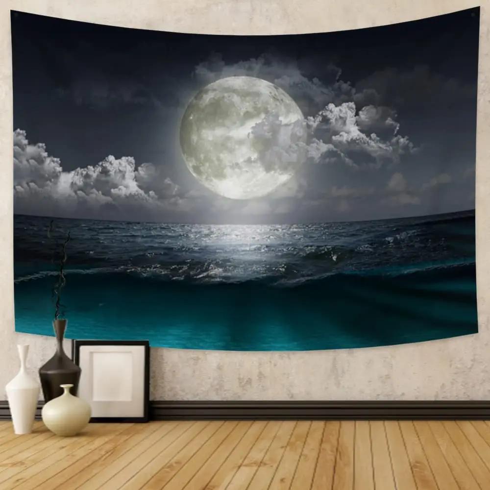 Full Moon Tapestry Galaxy Tree Starry Sky Mystic Psychedelic Art Tapestry bedrooms macrame wall hanging room decor aesthetic