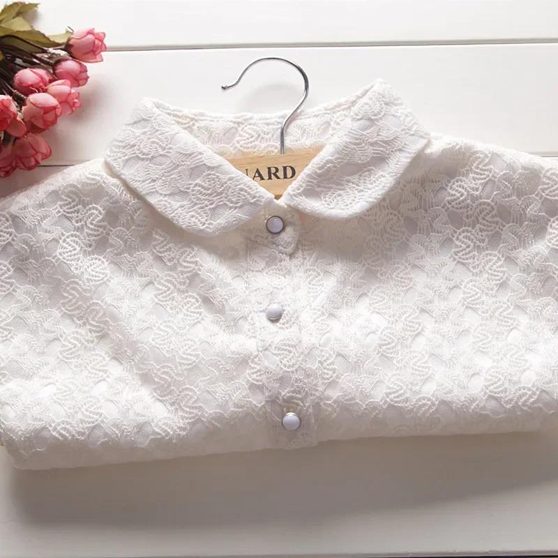 Mode Damskjorta Falsk Krage Slips Broderi Avtagbar Enfärgad Falsk Krage Slag Blus Topp Halv Skjorta Tillbehör