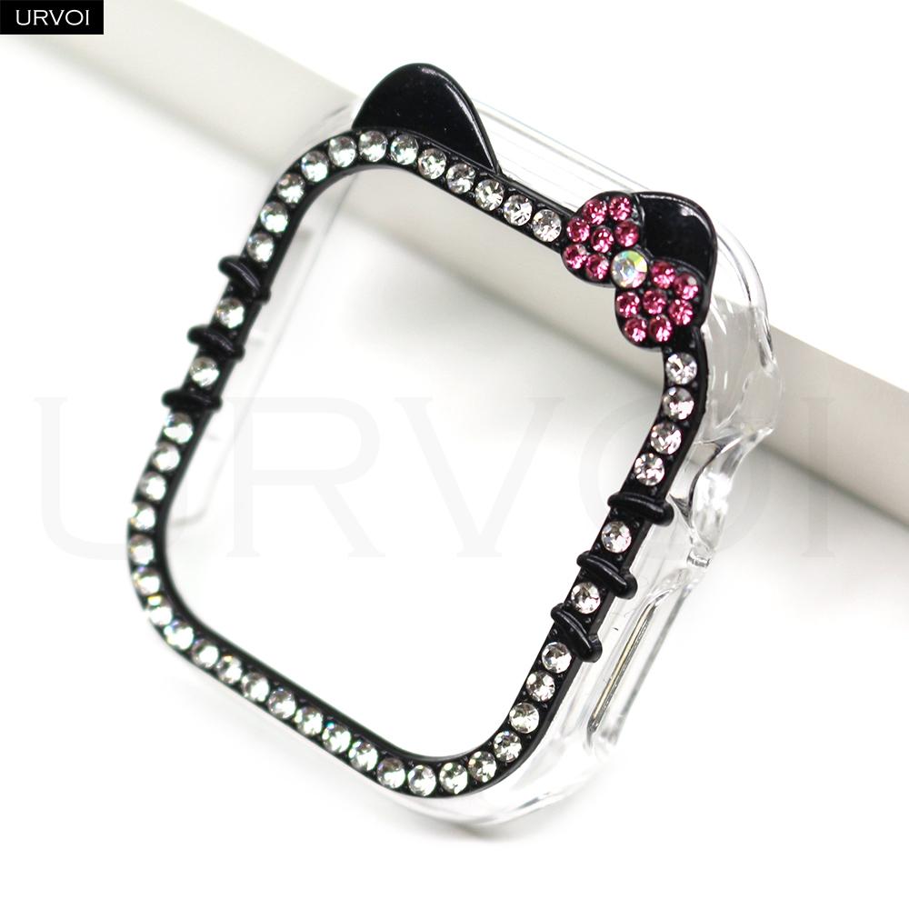 URVOI cover for Apple Watch Series 10 9 8 7 6 SE 5 hard bumper frame zircon Case for iWatch protector kitty design 40 41 42 46mm 7