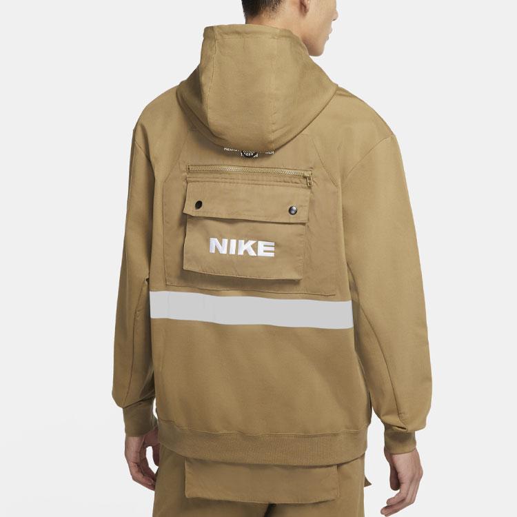 Nike Reflective-Trim Hooded Pullover Sweatshirt Men Tops Seaweed-Brown DB3748-303