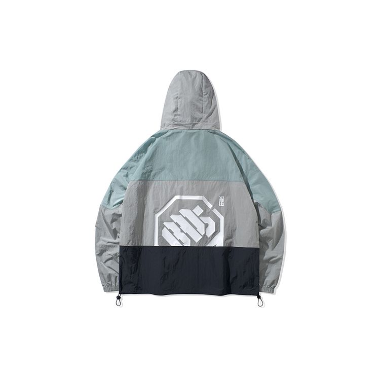 Li-Ning Color Block Sports Hooded Jacket Men Jackets Gray Green AFDQ213-1