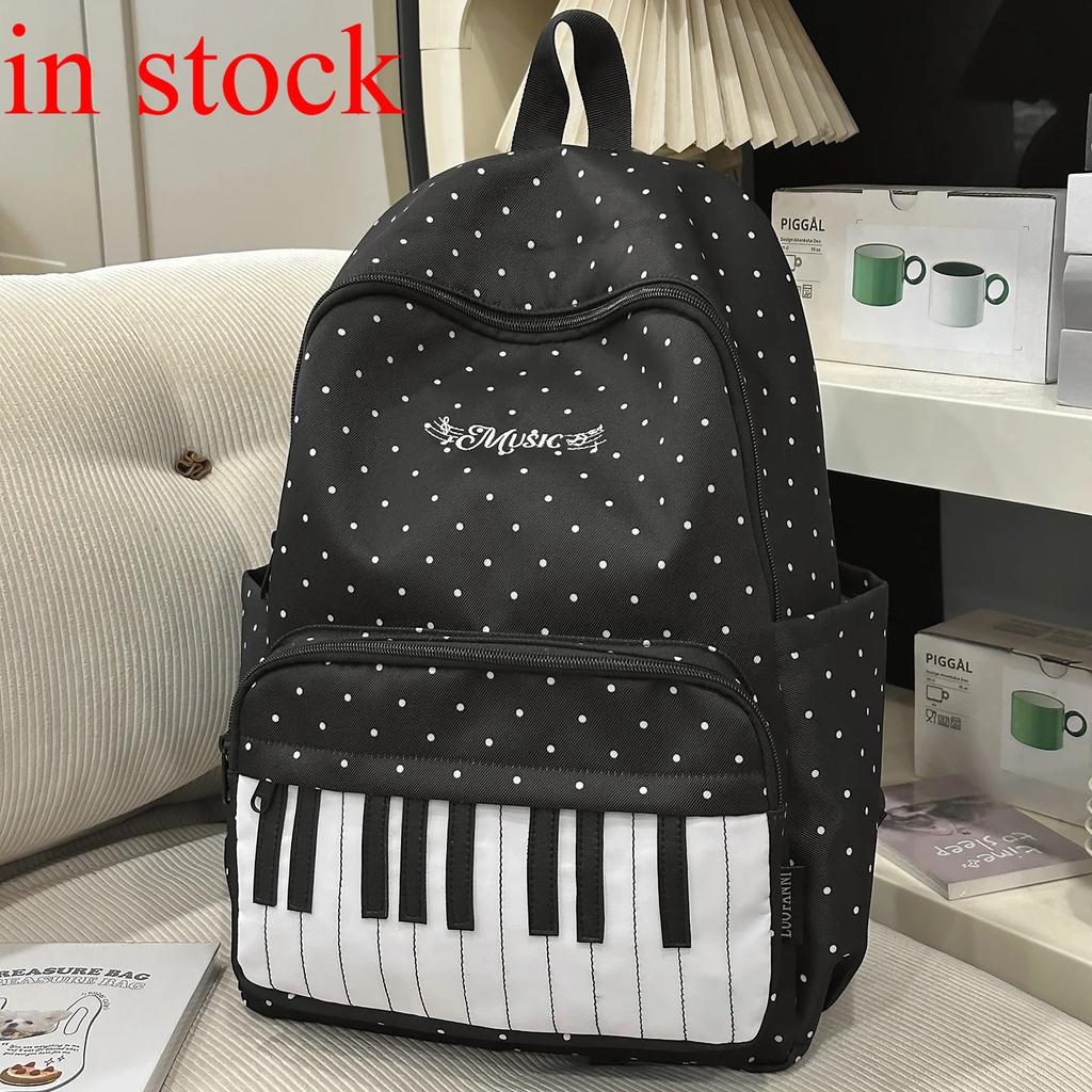 Zaini Personalizzati Piano Donna Stampa Pois Mochila Borsa Grande Capacità alla Moda Semplice Borse Zaino per Donna