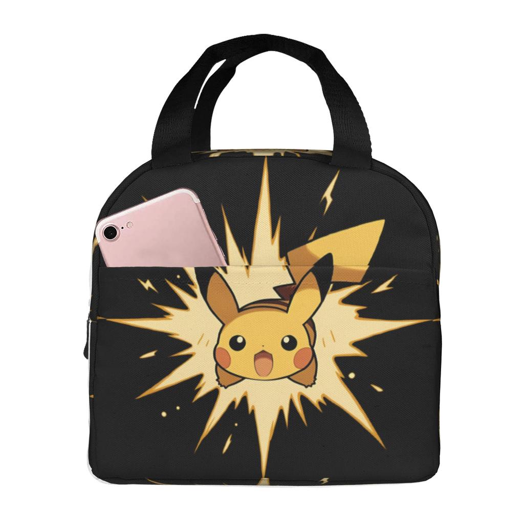 Custom P-Pikachus Portable Lunch Boxes Women Men Multifunction Cartoon Thermal Cooler Food Insulated Lunch Bag School Student