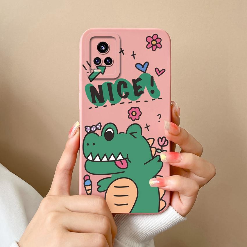 For Vivo V15 S10 Y75 S16 V17 Y77 Phone Bags Naughty Cartoon Dinosaur Patterns Camera Protection Shockproof Silicone Cover Case For Vivo Bumper Housing