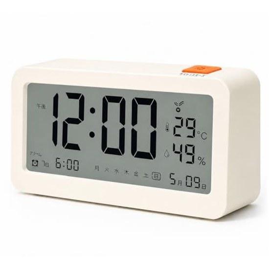 Kooco Radio Clock Desk Digital Alarm 12 24 Hour Week Date Temperaturehumidity Display Large Character Snooze Visible Night Multifunctional Easy Set