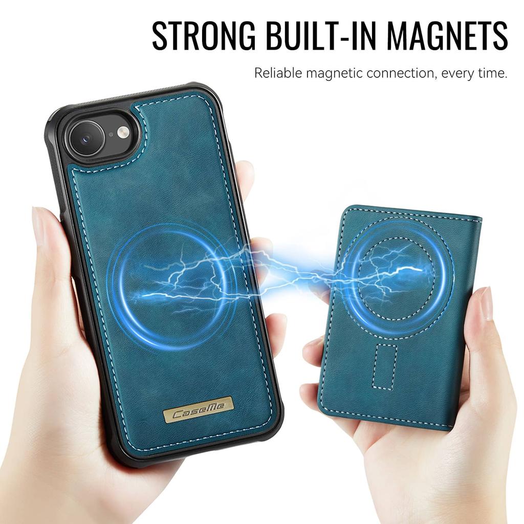 For iPhone 17e Magnetic Wallet Case 2-in-1 Detachable RFID Blocking Card Holder Kickstand Shockproof PU Leather Flip Cover