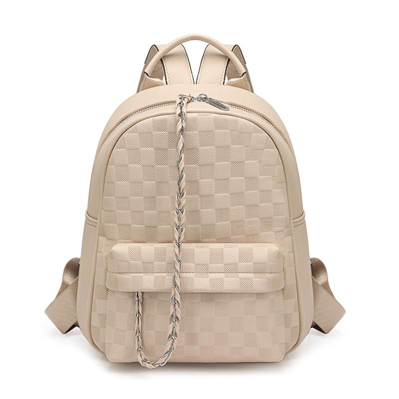 Schoolbag Backpack Women's Summer New Simple Versatile Large Capacity Textured College Student School Bag Temperament Woven Backpack