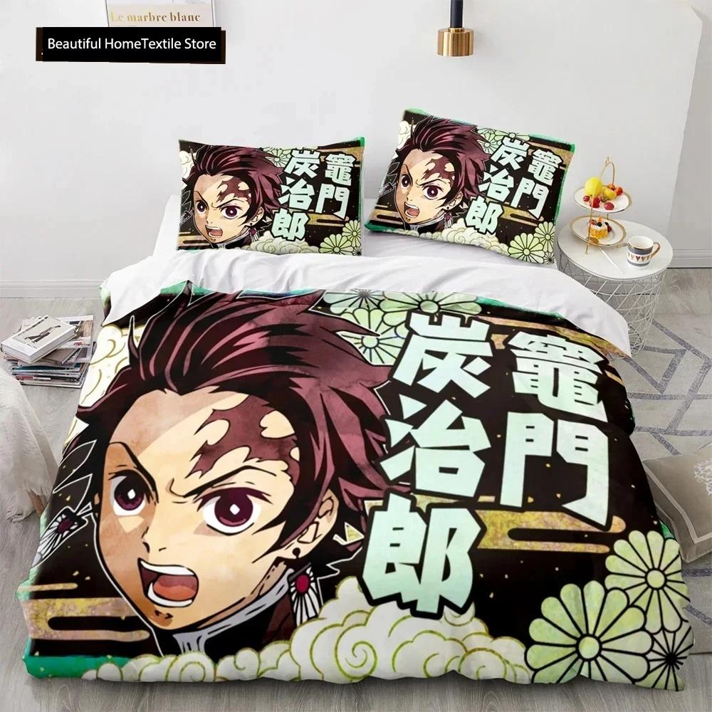 Demon Slayer 3d Bedding Set Anime Duvet Cover Pillowcases Single Twin Full Queen King Size Boys Girls Boys Gift Home Decor