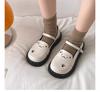 2024 Damen Britischer Stil Leder Slipper mit dicker Sohle: Sommer Slipper mit Schnalle im japanischen College-Stil
