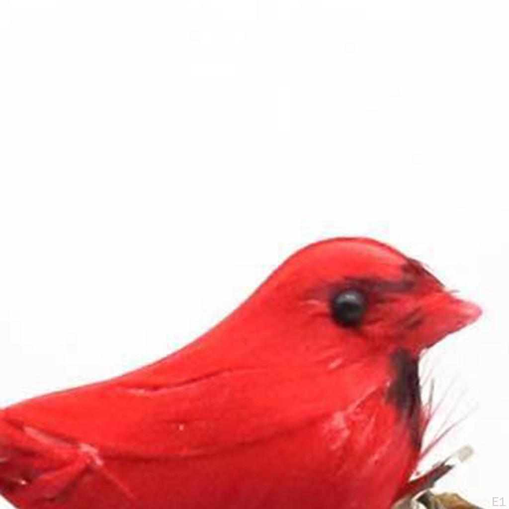 Artificial Christmas Red Bird Ornaments with Clip Crafts Simulation Decorations for Outdoor