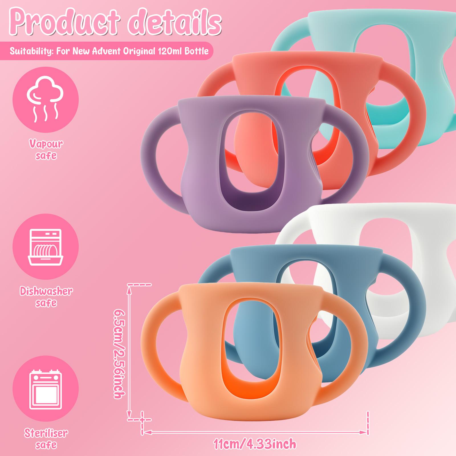 

6 шт. 240/120 мл силиконовые крышки для чашек термоизоляционные подставки рукава крышки для чашек для воды чехлы противоскользящие рукава для детских бутылочек с ручкой