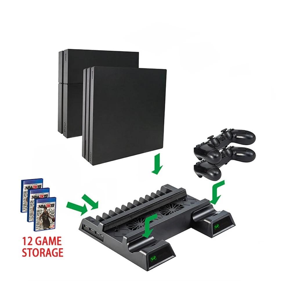 Support pour console de jeu Sony PS4 Playstation Play Station PS 4 Pro Slim Ventilateur Support Contrôleur Accessoires de Contrôle Station d'accueil de Base