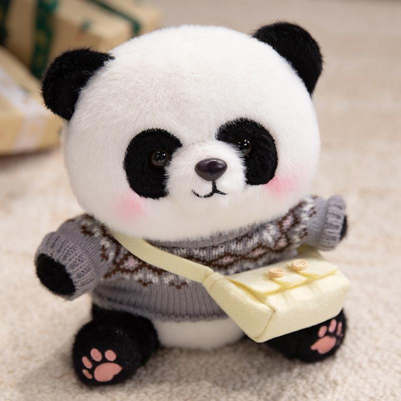 Cute Cute Dressed Panda Doll Plush Toy Black And White Panda Doll Children Accompany Soothing Doll