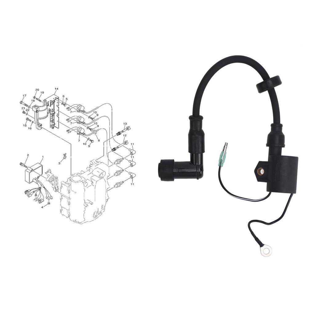Bootsmotor Zündspule 6H5 85570 00 Motor Zündspule Ersatz für 2-Takt 40FP 50HP Motor 3 Zylinder Außenborder
