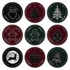 Christmas Wooden Coasters 9Pcs Set, Heat Resistant Cup Mats, Waterproof Non Slip Drink Round Table Protection Mats for Home Office Desk Accessories