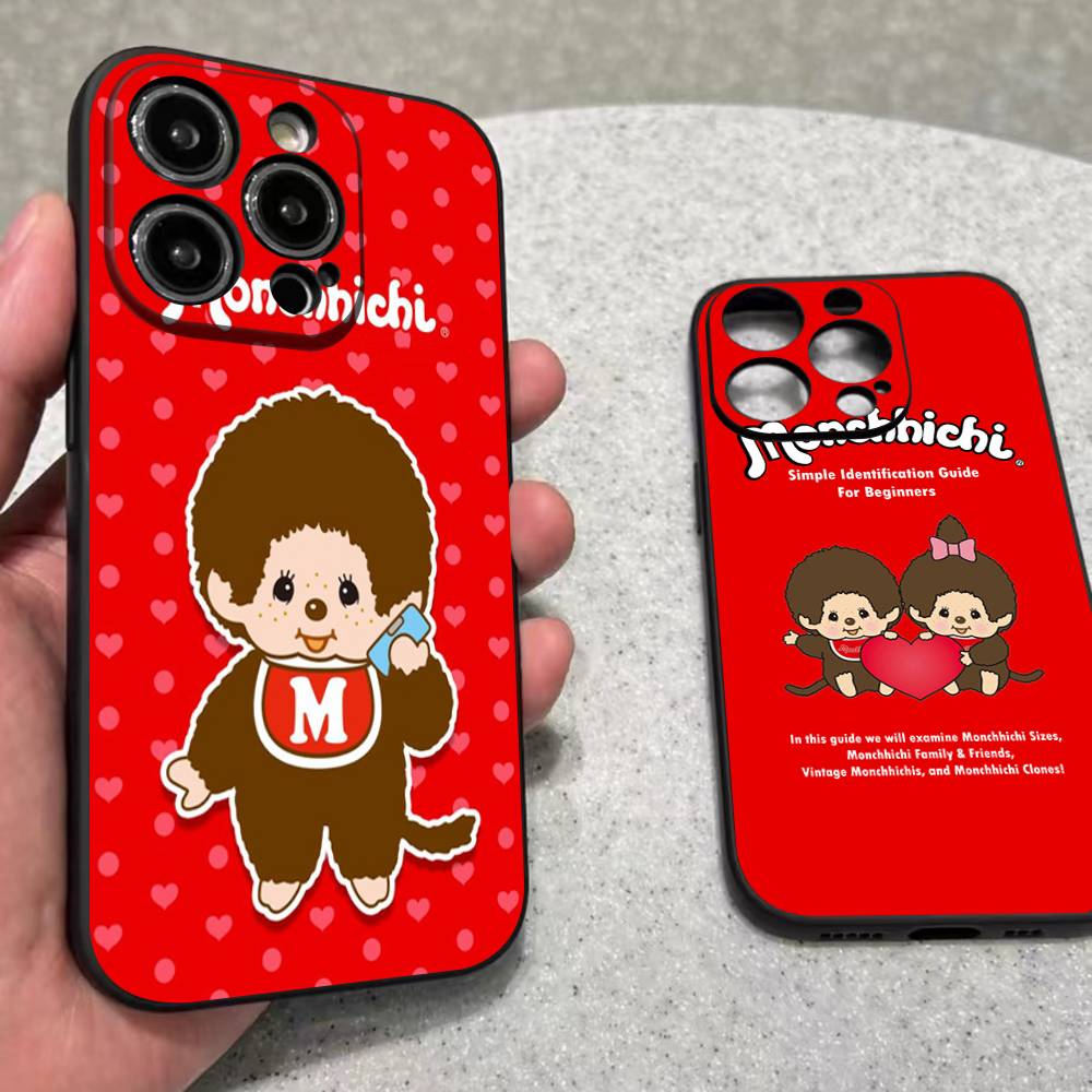 Cute M-Monchhichis-a Phone Case For IPhone 17 16 15 14 13 12 11 Pro Max Plus Mini Silicone Black Cover