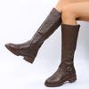 Fashion Spring Autumn New Zipper Low Heel Long Tube Boots Solid Color Simple Comfortable Versatile Daily Casual Style Women's Boots
