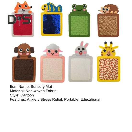 8Pcs Cartoon Animal Sensory Mat Educational Animal Textured Learning Pad Toddlers Boys Girls Anxiety Stress Relief Calming Touch Rug Fidget Toy