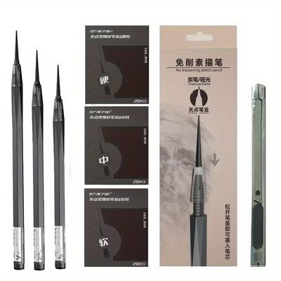 Skizzenset Zeichenkohle-Stift, Kein Anschneiden der Stiftmine erforderlich Zeichenkohle-Stift, Kunstliebhaber, Professionelle Kunstzeichenwerkzeuge