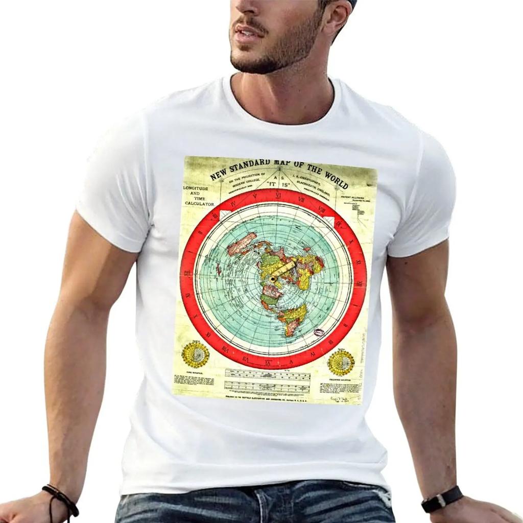 Gleason 1892 Flat Earth Map Research Flat Earth T-Shirt Vintage Anime Shirt Anime Stuff Plus Size Men Clothing
