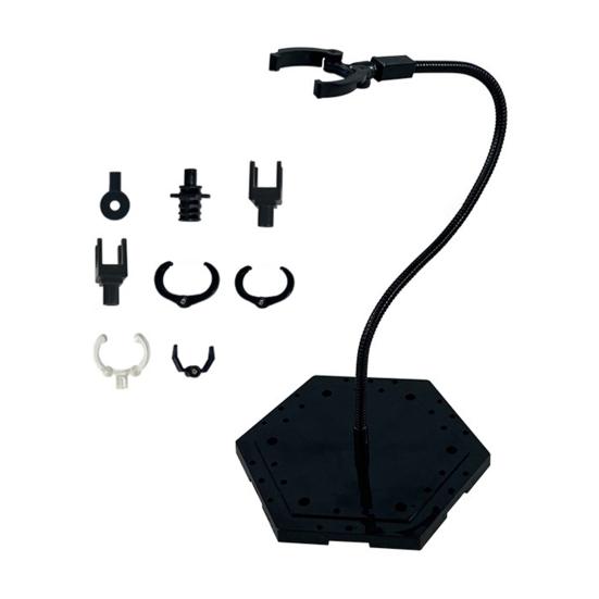 Action Figure Stand with 8 Connectors Square/Hexagonal Base Heavy Duty Plastic Adjustable Anime Figurine Model Display Holder Rack