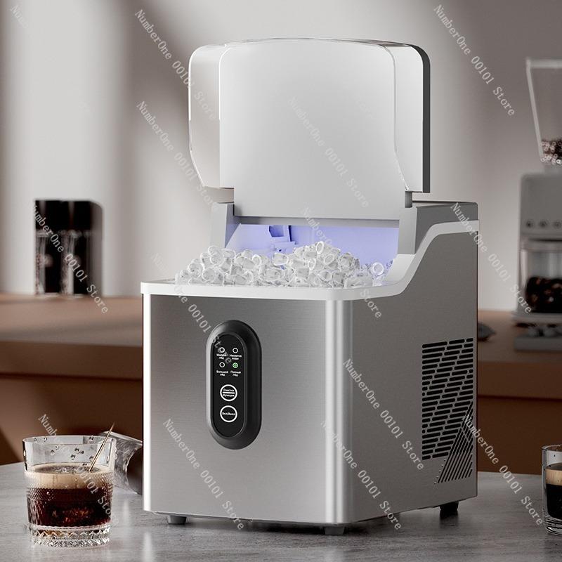 Mini Ice Maker Stainless Steel Household Fully Automatic Low Power Ice Cube Machine For Dorm Office Coffee Bar Portable Quick