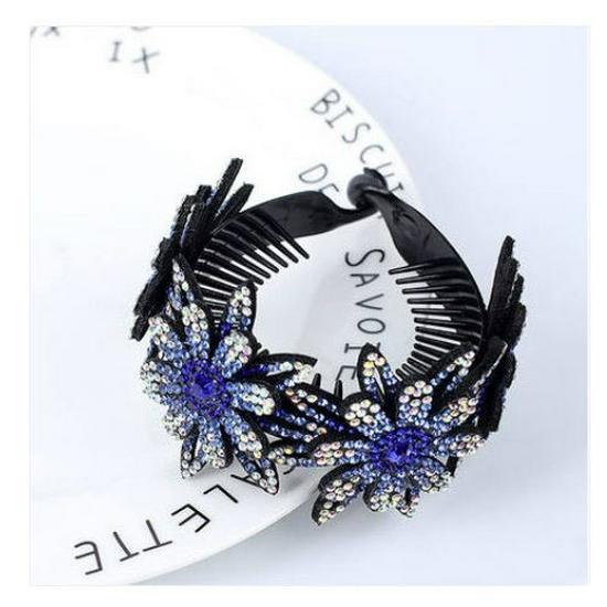 Double-Layer Rhinestone Flower Hair Clip & Hair Tie: Elegant Bun Styling Accessory