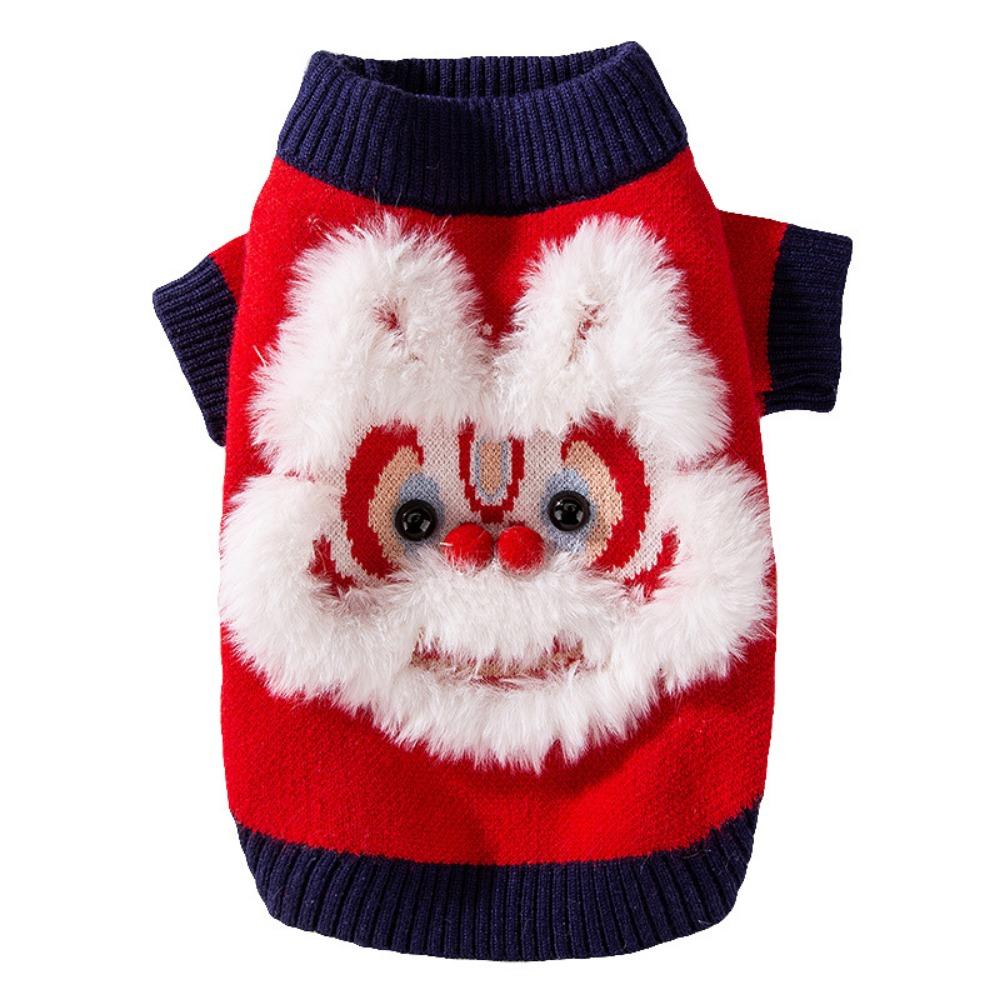

3D Dog New Year Clothes Cartoon Cat Warm Vest Winter Cat Vest Pet Kylin Sweater Cosplay Party L