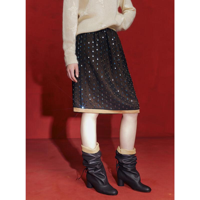 ELLE Sequin A-line Midi Skirt S