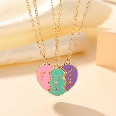 1 Set Bff Necklaces For Sister Birthday Friendship Jewelry Gifts Best Friend Forever Necklace For 3 Girls Matching Heart Pendant