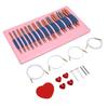13 Pair Circular Knitting Needles and 4 Cables 10cm Dual Color Detachable Aluminum Weaving Needle Set for Scarves