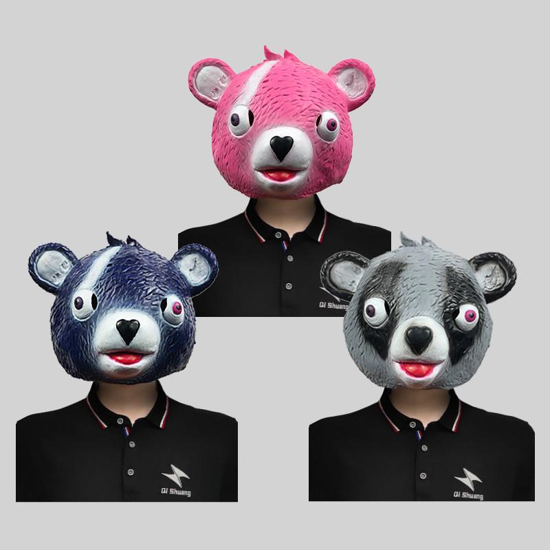 Whimsical Raccoon Head Mask In Pink Blue And Gray Colors Perfect For Kids And Adult Celebrations