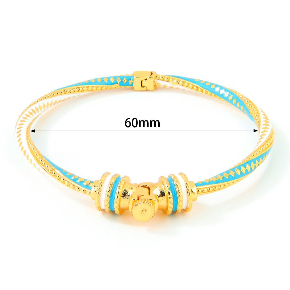 Ethiopia Classic Turquoise Bracelet 21k Gold Plated Dubai Charm Opening Bangles Oman Women Bridal Wedding Party Jewelry