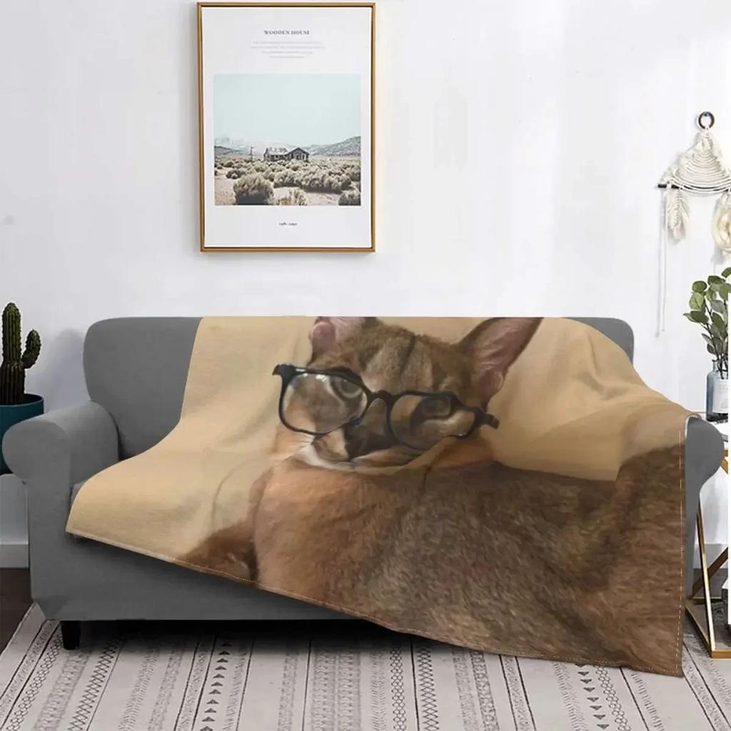 Big Floppa Caracal Cat Cute Meme Blanket Soft Coral Fleece Warm Flannel Bathtub Throw Blankets For Sofa Car Bedroom Bedspread