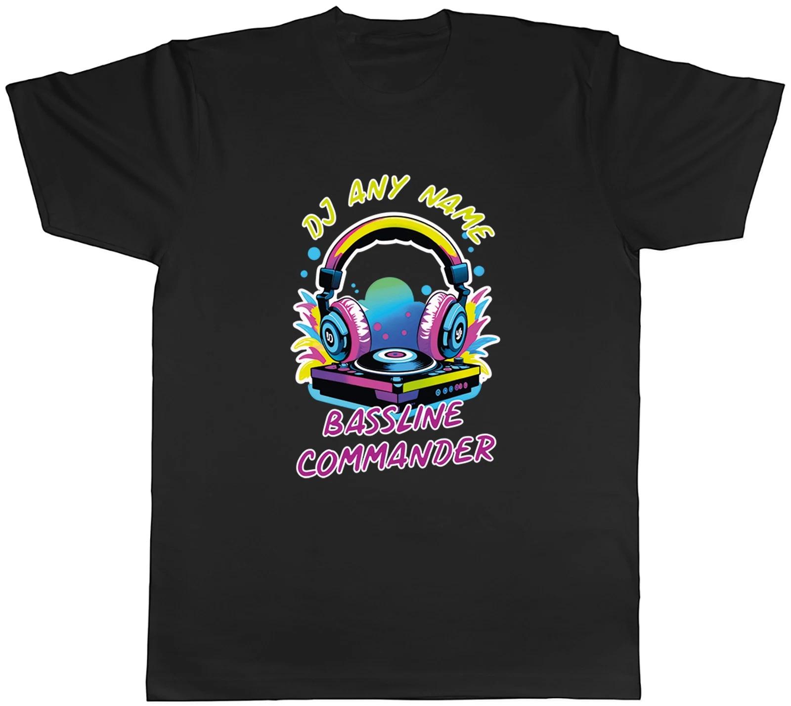 Personalised DJ Any Name Bassline Commander Decks Mens T-Shirt Tee Gift Top S