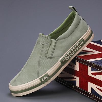 New Trendy Shoes for Spring Mens Canvas Shoes for Spring and Autumn, Leisure Old Beijing Cloth Shoes Lazy Onefoot Pedal Shoes for Men