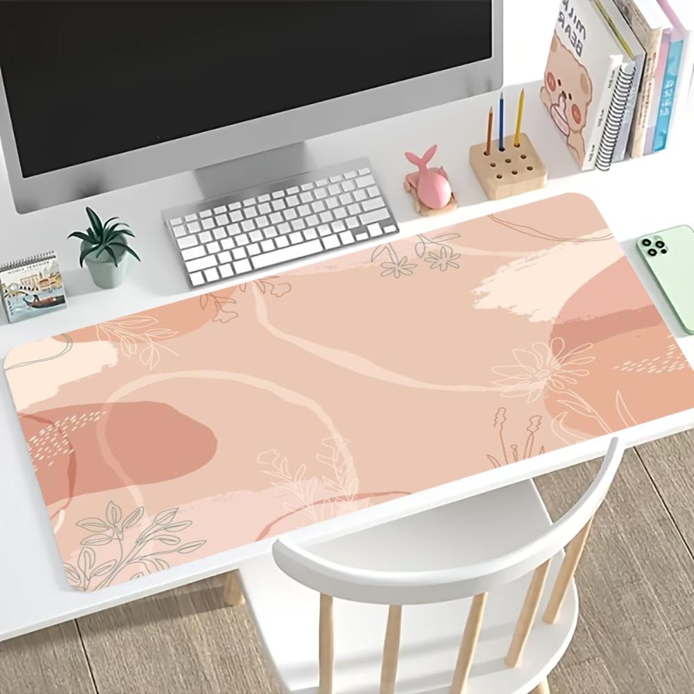 Boho Pastel Flower Large Extended Gaming Mouse Pad Non Slip Desk Mat Gentle Abstract Botanical Pattern Keyboard Desk Mat