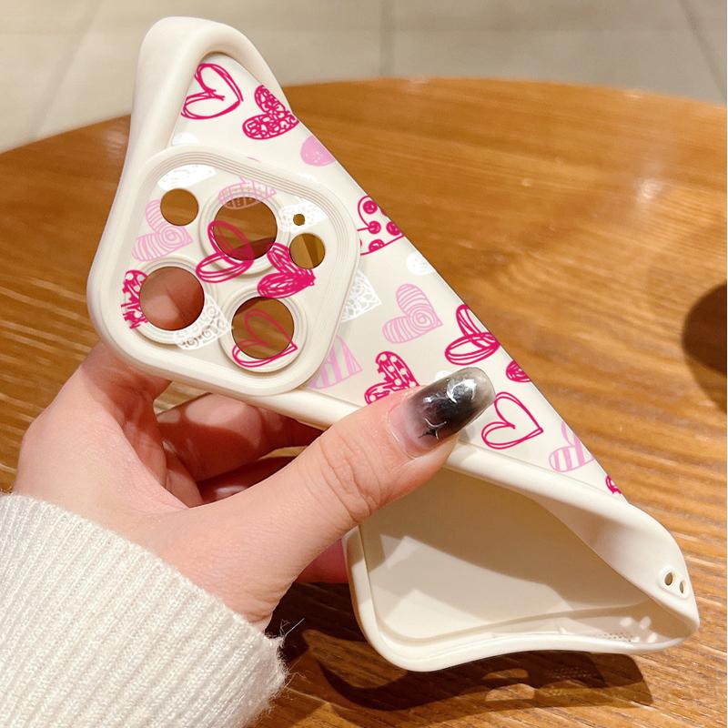 Luxury Flowers Love Heart Phone Case For iPhone 16 15 14 13 12 Pro Max Plus 11 16e XR XS Heart TPU Soft Shockproof Case Cover