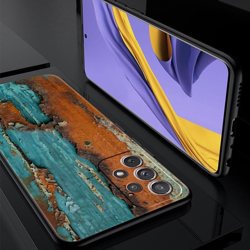 Vintage Industrieller Stil Rostige Handyhülle für Samsung Galaxy A55 A35 A15 A14 A13 A25 A54 A51 A71 A72 A73 A32 A52 A41 5G Weiches TPU