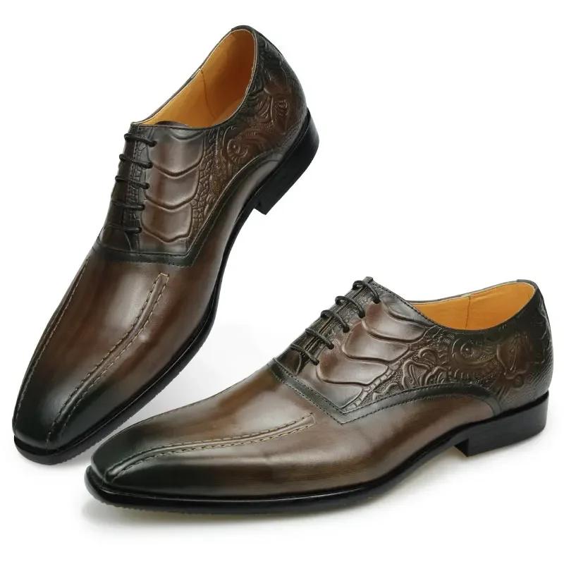 

Модная обувь высокого качества из натуральной кожи, мужская модная обувь, туфли оксфорды, роскошная мужская обувь на шнуровке, формальная обувь для вечеринок, деловая обувь для платья, банкетная обувь 48 кофейный