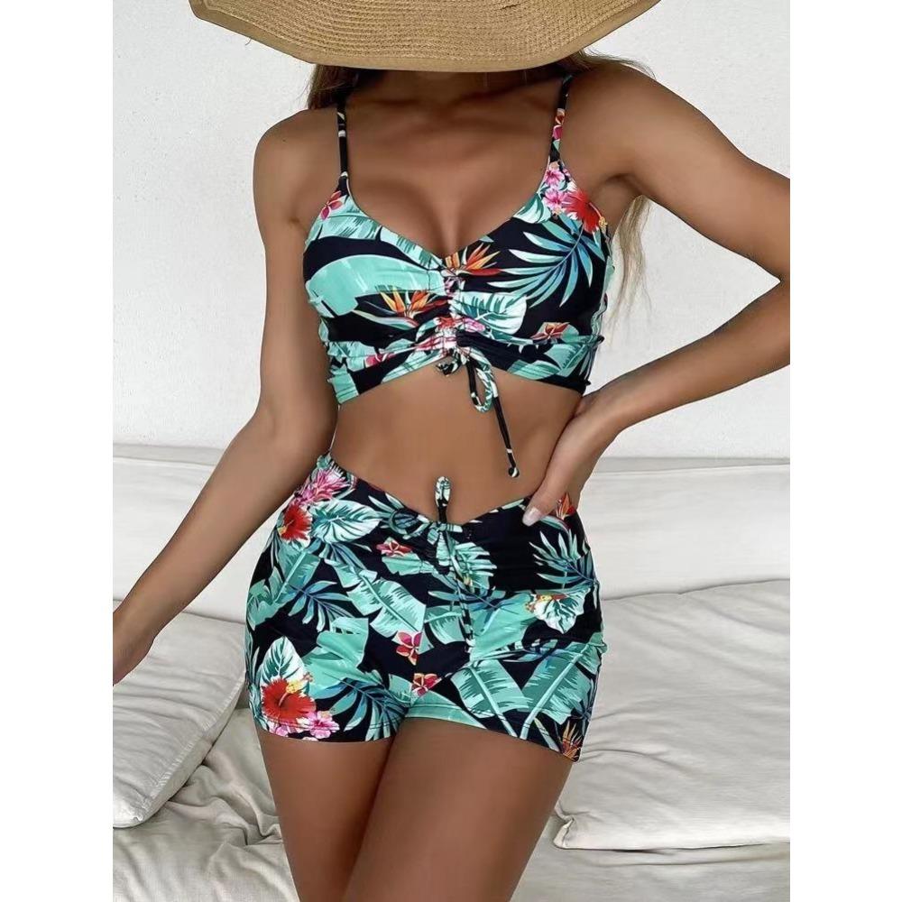 High Waist Bikini Swimsuit Women 2024 Push Up Bikini Floral Swimsuit Print Bikini Boxers Swimwear Swim Trunks Bathing Suit