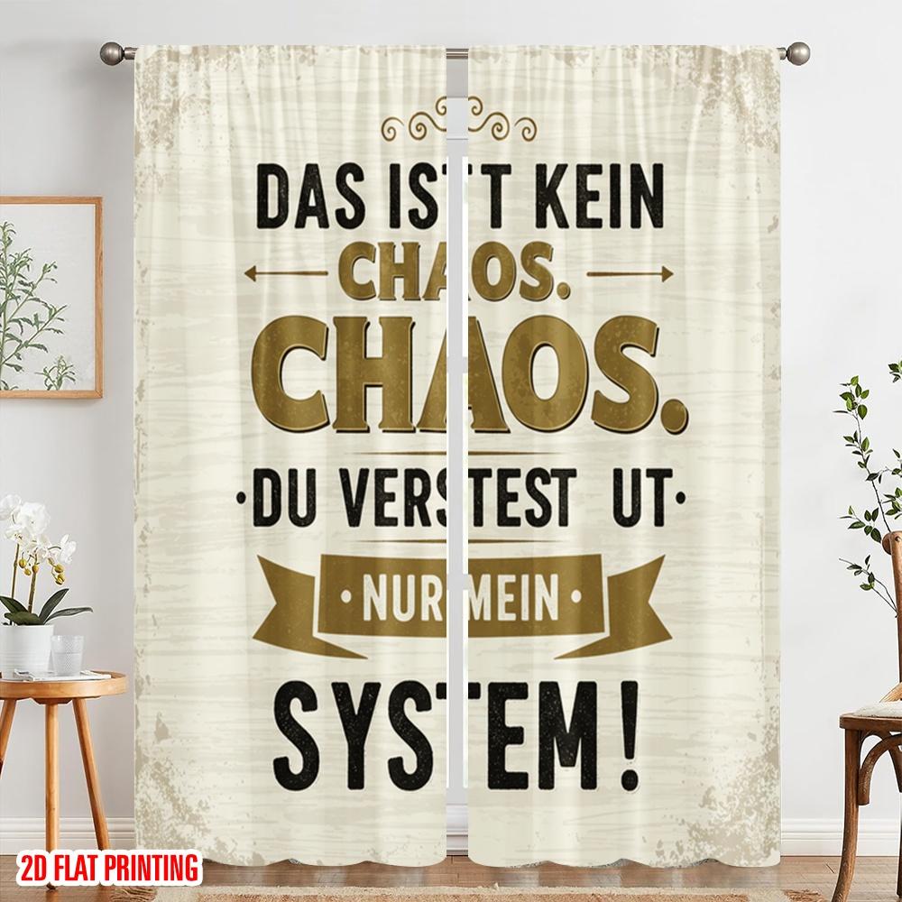 2pcs 2D Flat Printing Window Treatment Curtains This Is Not Chaos 100% Polyester Without Electricity Seasonal Party & Holiday