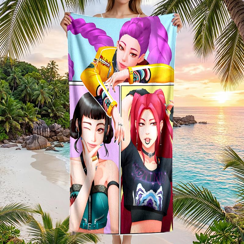 Kpop Hunter Fashion Beach Towel: Ideal for Summer Adventures Soft, Absorbent and Quick Drying Suitable for Swimming and Bathing